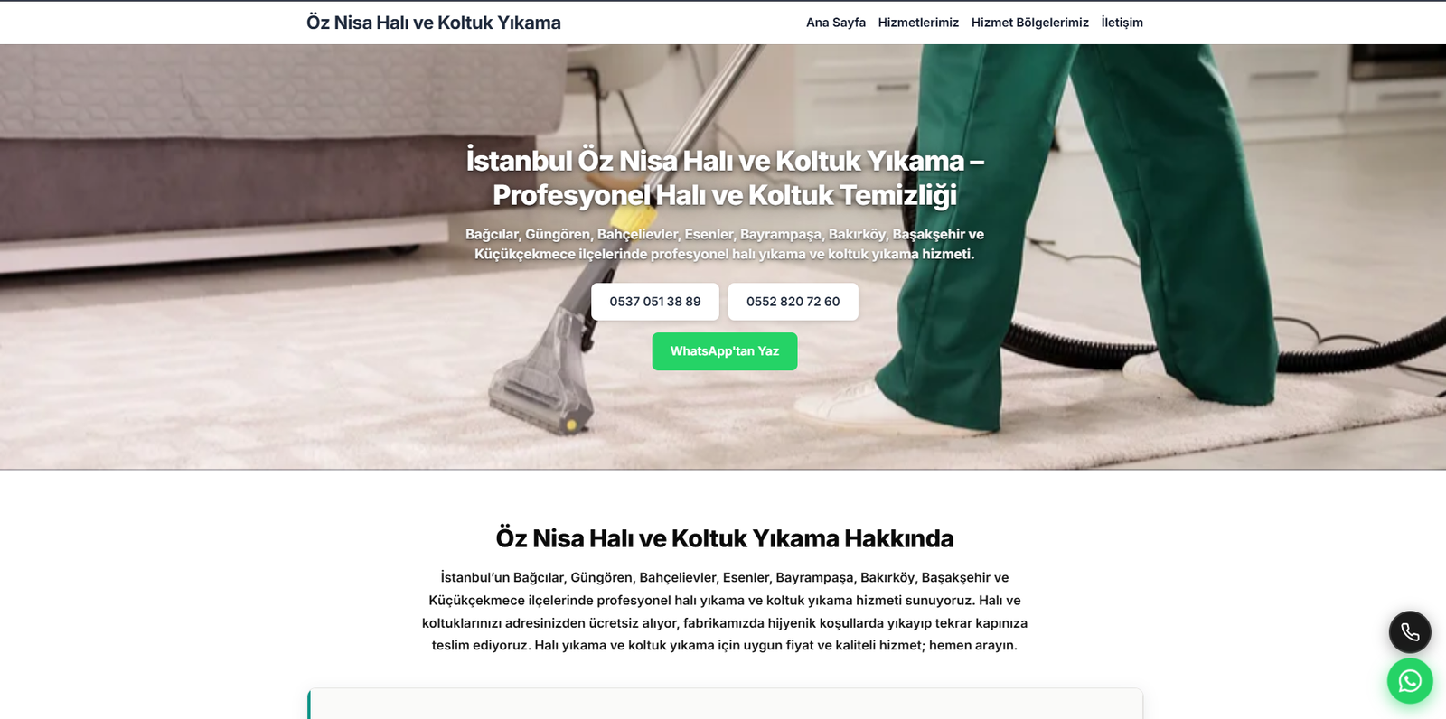 Halı Yıkama web sitesi önizleme