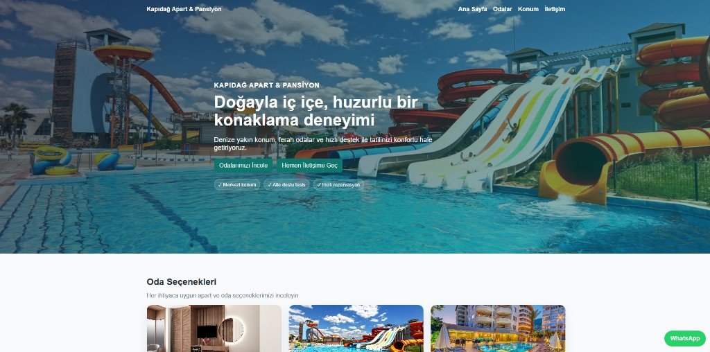 Apart Pansiyon web sitesi önizleme